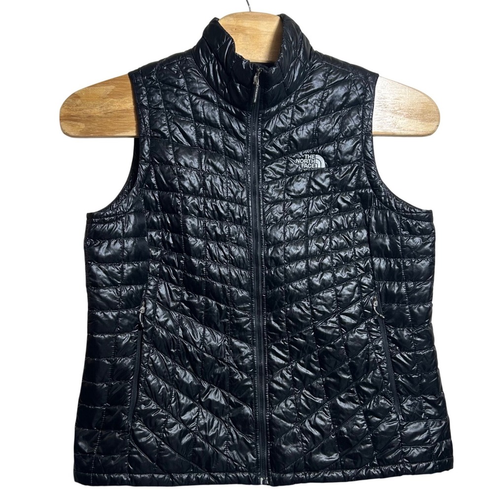 The North Face ThermoBall Quilted Vest Womens XL Black Full Zip Insulated Puffer